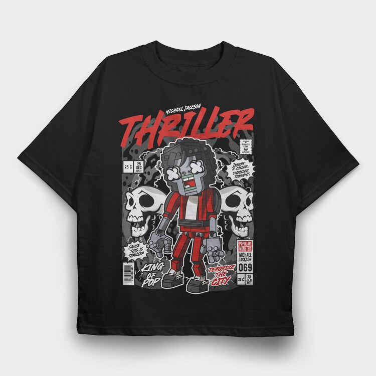 Thriller Robot Skull, Tricou Oversize Barbati (Unisex)