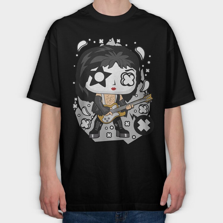 Rockstar Guitar Chibi, Tricou Oversize Barbati (Unisex)