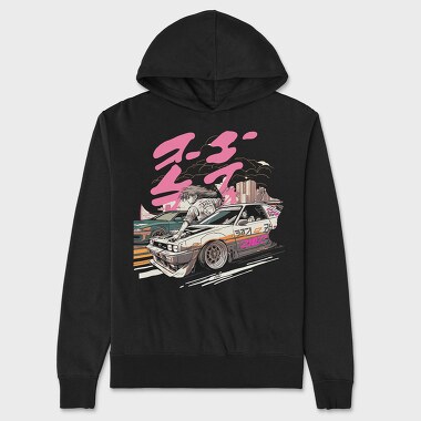 Race Car Competing Girl Manga, Hanorac Oversize Barbati (Unisex)