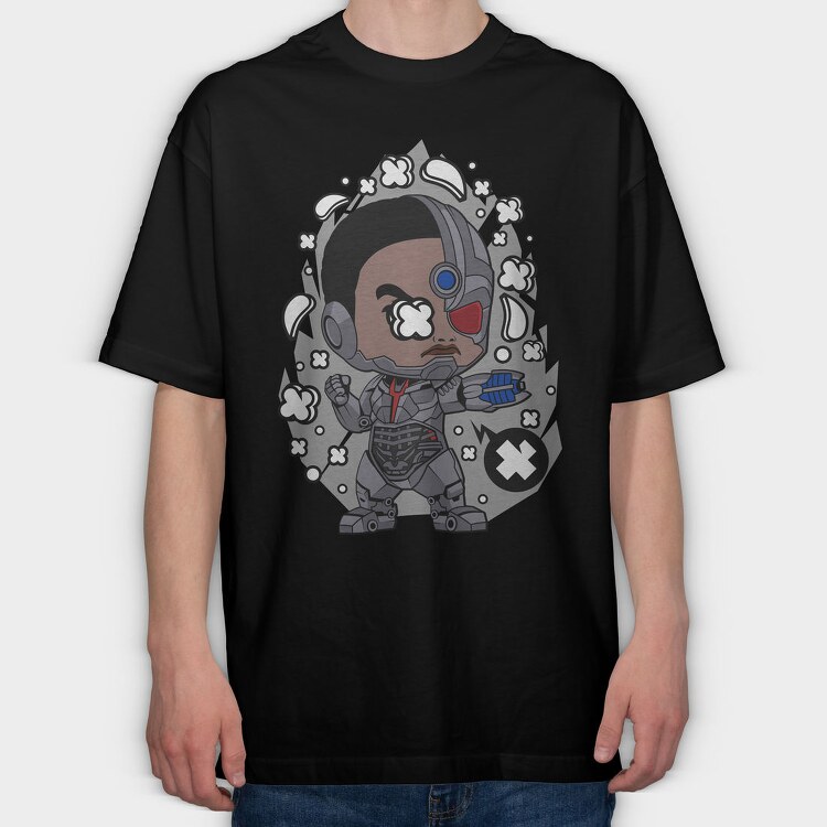 Cyberpunk Chibi, Tricou Oversize Barbati (Unisex)