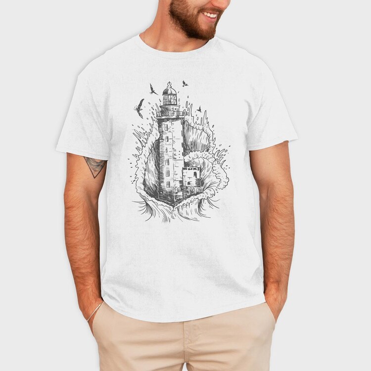 Lighthouse Wave, Tricou Barbati (Unisex)