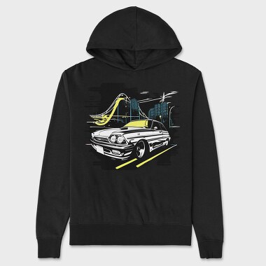 Custom Classic Car City Night Roaming, Hanorac Oversize Barbati (Unisex)