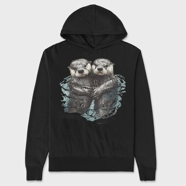 Otters Swimming, Hanorac Oversize Barbati (Unisex)