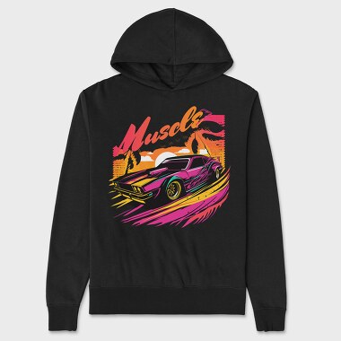 Muscle Car Full Speed Palm Trees SunMuscle Madness Pop, Hanorac Oversize Barbati (Unisex)