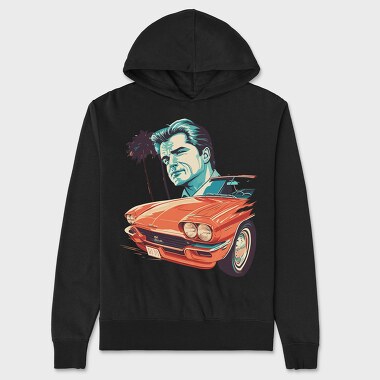 Iconic Car Convertible With Man, Hanorac Oversize Barbati (Unisex)