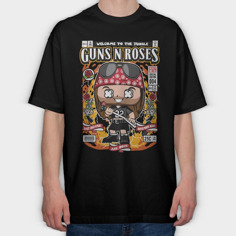 Guns N Roses Chibi, Tricou Oversize Barbati (Unisex)