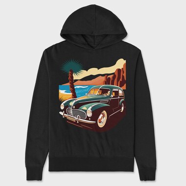 Hanorac Barbati (Unisex), Classic 80S Car Mountains Sunset Beach Trees