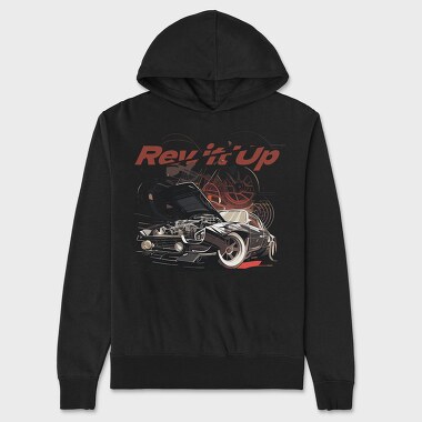 Rev It Up Sports Car Revving Engine Line, Hanorac Oversize Barbati (Unisex)