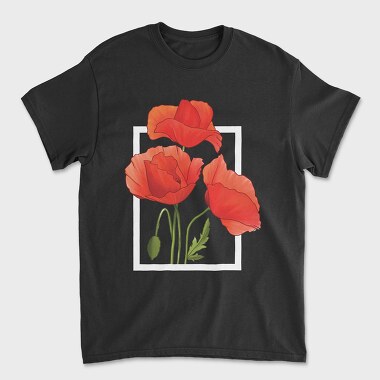 Tricou Barbati (Unisex), Watercolor Poppies