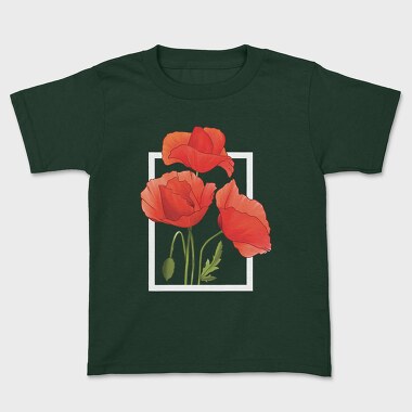 Tricou Copii, Watercolor Poppies