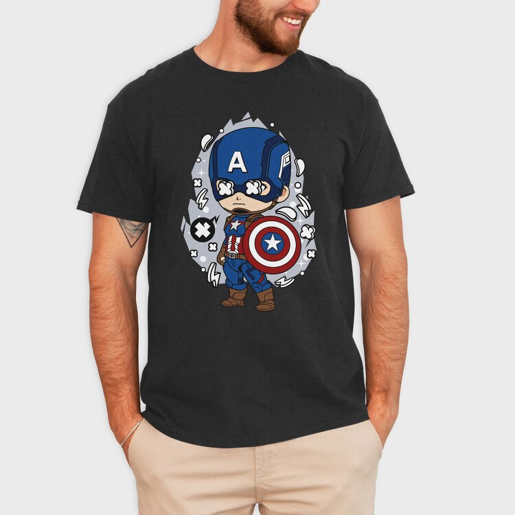 Captain America Chibi, Tricou Barbati (Unisex)
