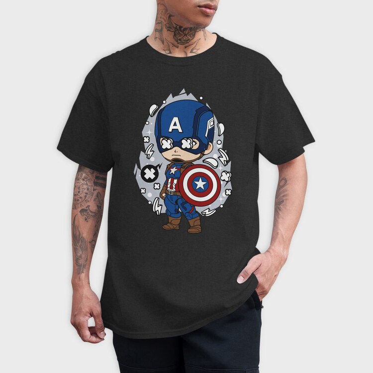 Captain America Chibi, Tricou Barbati (Unisex)