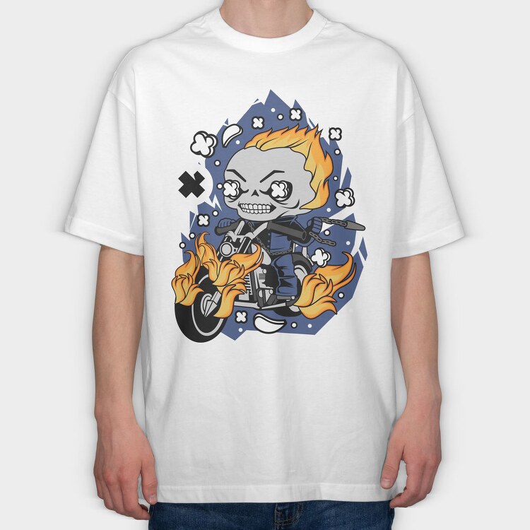 Flame Rider Skull, Tricou Oversize Barbati (Unisex)