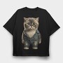 Cat Denim Outfit, Tricou Oversize Barbati (Unisex)