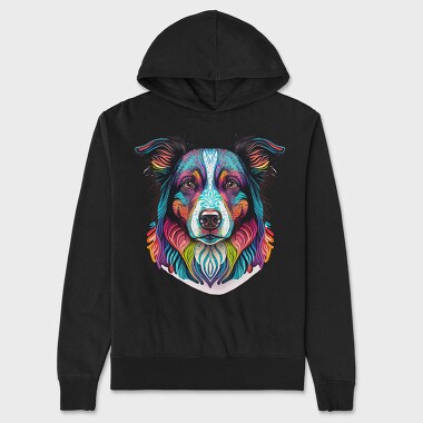 Colorful Dog Portrait, Hanorac Oversize Barbati (Unisex)