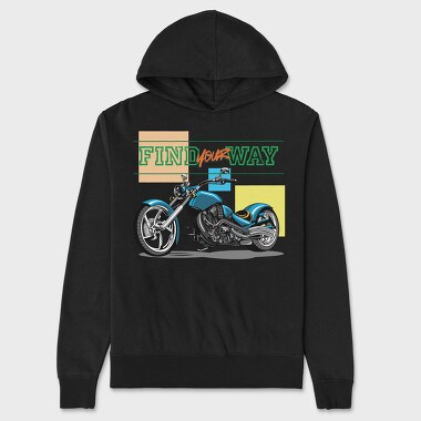 Find Your Way Motorcycle, Hanorac Oversize Barbati (Unisex)