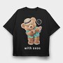 Hawaiian Bear Strumming, Tricou Oversize Barbati (Unisex)