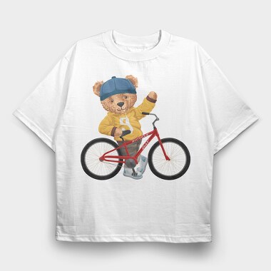 Bicycle Day Bear, Tricou Oversize Barbati (Unisex)