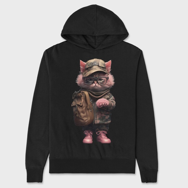 Cat Soldier, Hanorac Oversize Barbati (Unisex)