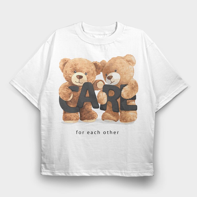 Teddy Bear Care, Tricou Oversize Barbati (Unisex)