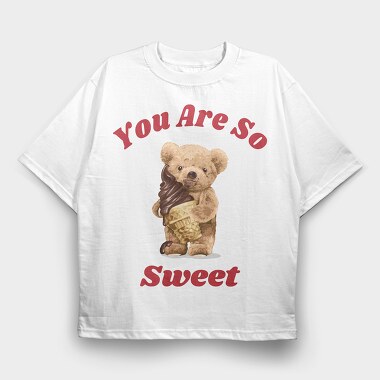 Teddy Ice Cream Sweet, Tricou Oversize Barbati (Unisex)