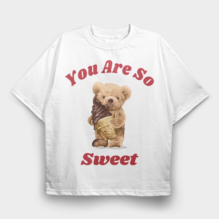 Teddy Ice Cream Sweet, Tricou Oversize Barbati (Unisex)