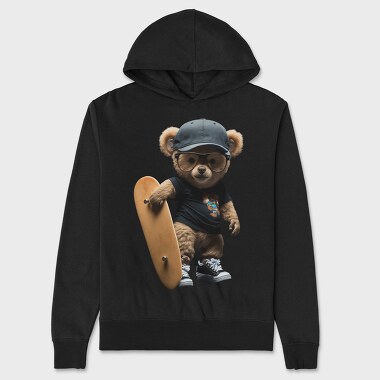 Skateboarding Teddy 1, Hanorac Oversize Barbati (Unisex)