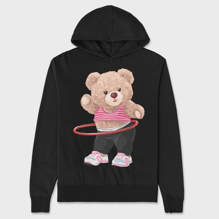 Sporty Bear Hula Hoop, Hanorac Oversize Barbati (Unisex)