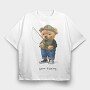 Teddy Bear Fishing, Tricou Oversize Barbati (Unisex)