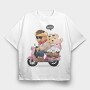 Teddy Hello Ride, Tricou Oversize Barbati (Unisex)