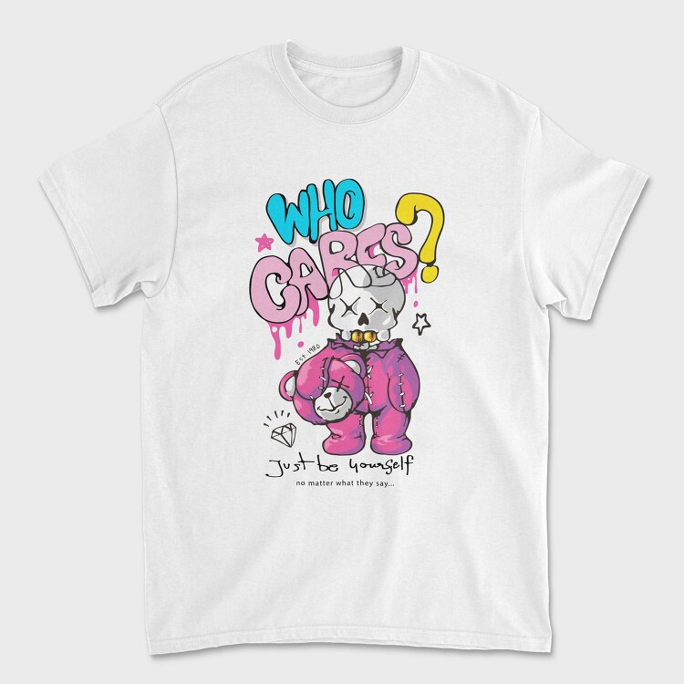 Who Cares Skull Bear, Tricou Barbati (Unisex)