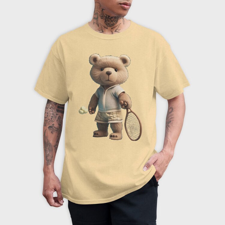 Tennis Teddy Bear, Tricou Barbati (Unisex)