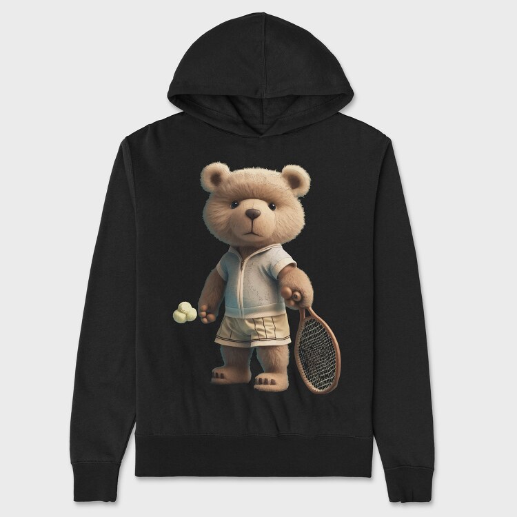 Tennis Teddy Bear, Hanorac Oversize Barbati (Unisex)