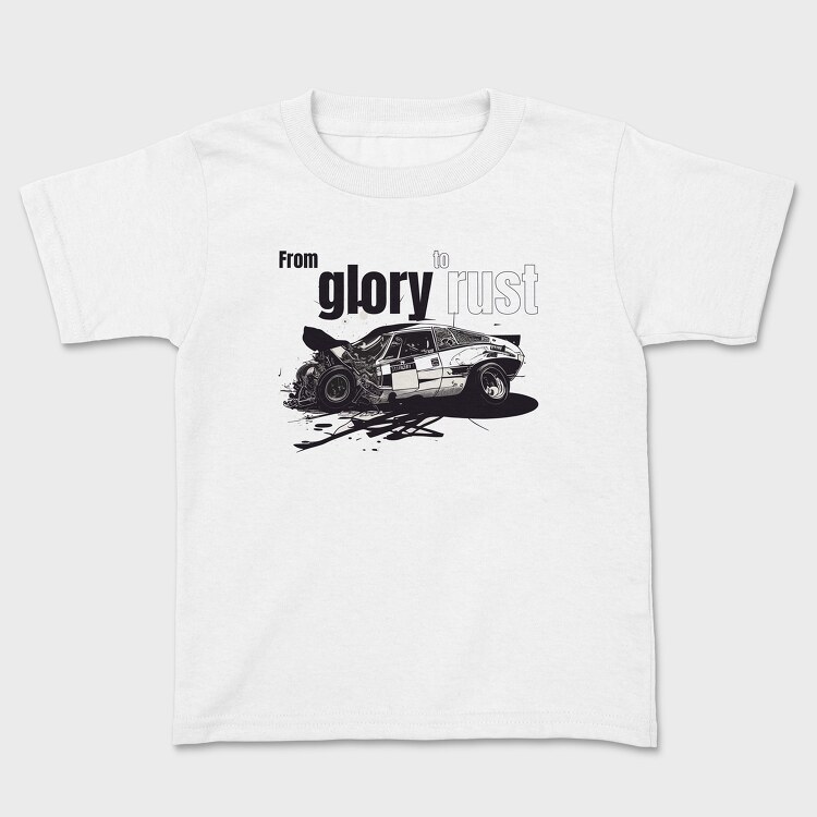 From Glory to Rust Car Racing Crashed Line, Tricou Copii