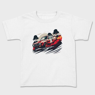 Hand Drawn Rally Race Car, Tricou Copii