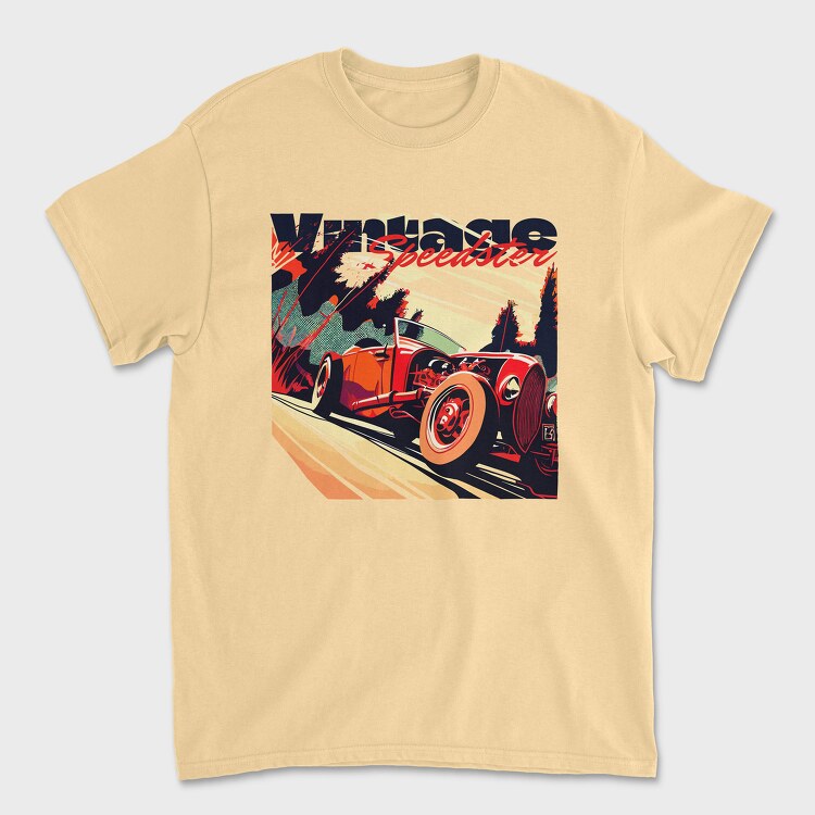 Hotroad Car Vintage Phrase Vintage Speedster, Tricou Barbati (Unisex)