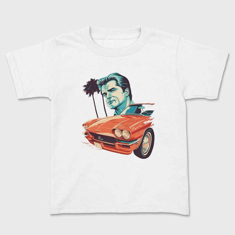 Iconic Car Convertible With Man, Tricou Copii