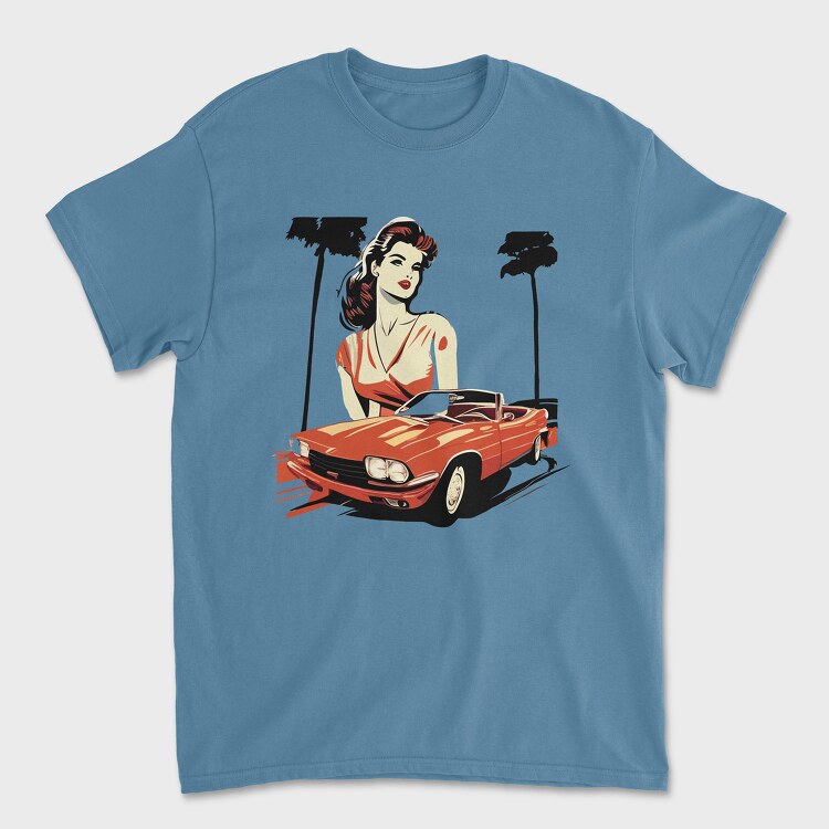 Iconic Classic Car Convertible Girl Trees, Tricou Barbati (Unisex)