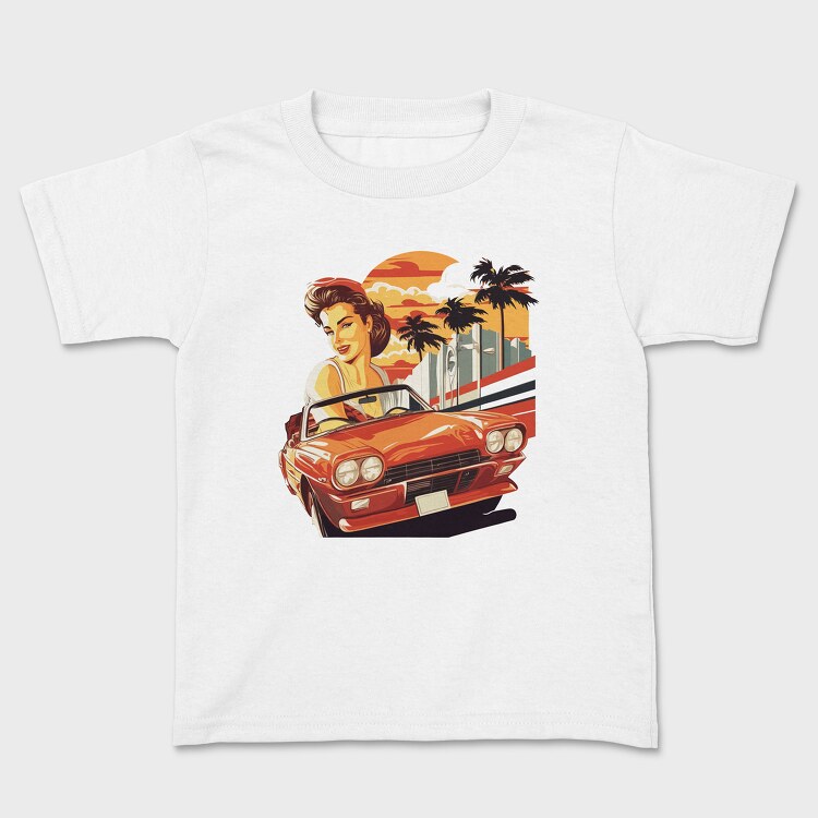 Tricou Copii, Iconic Convertible Car Withand Girl