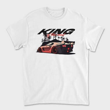 King of the Road Sports Car Parked Mountain Trees, Tricou Barbati (Unisex)