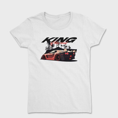 King of the Road Sports Car Parked Mountain Trees, Tricou Femei