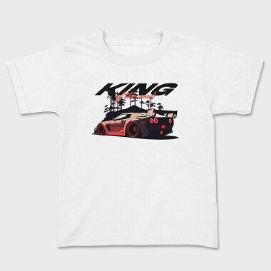 King of the Road Sports Car Parked Mountain Trees, Tricou Copii