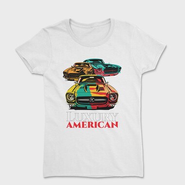 Luxury American Trio Muscle Cars Colorful, Tricou Femei