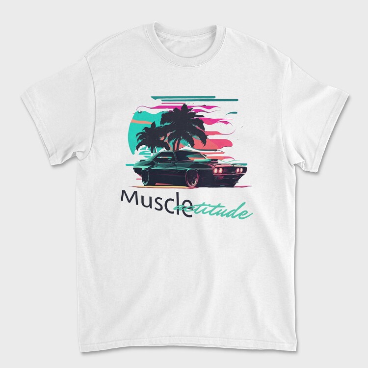 Tricou Barbati (Unisex), Muscle Attitude Car Vaporwave