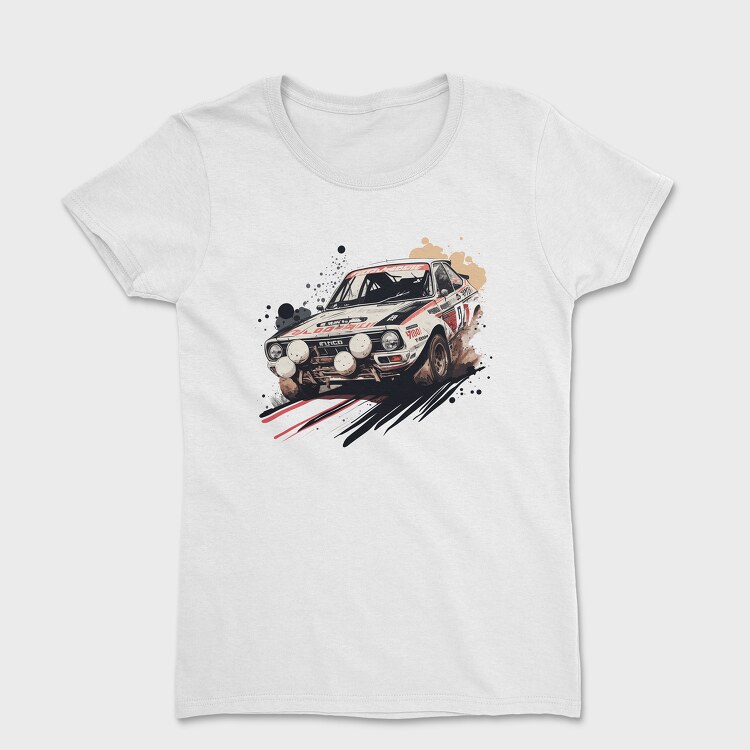 Rally Car Dust Hand Drawn, Tricou Femei