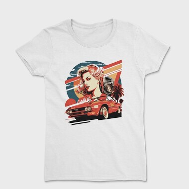 retro car sunset girls, Tricou Femei