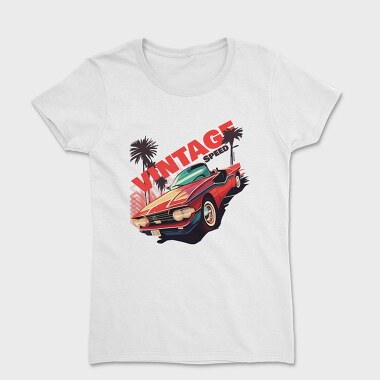 Retro Convertible Phrase Vintage Speed, Tricou Femei