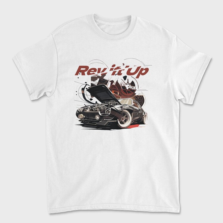 Rev It Up Sports Car Revving Engine Line, Tricou Barbati (Unisex)