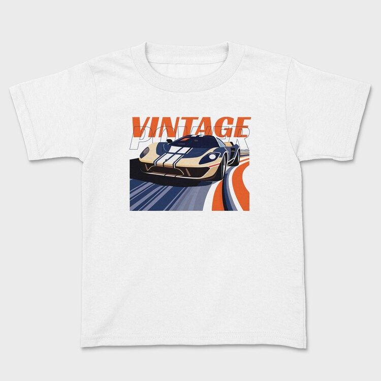 Sports Car Racetrack Vintage Power, Tricou Copii