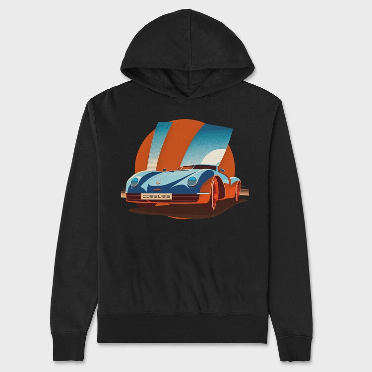 Retro Sports Car Influenced by Bauhaus, Hanorac Oversize Barbati (Unisex)